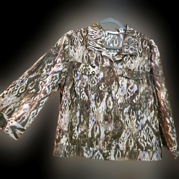 Chicos Linen Jacket Size Lg - Picture 1 of 10